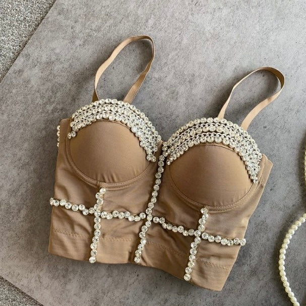 Luxe Crystal Embellished Bustier Tops